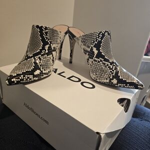 Aldo Black and White Snake Print Women's Heels